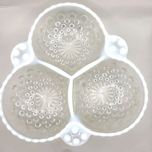 Vintage Anchor hocking moonstone milk  opalescent white nut dish